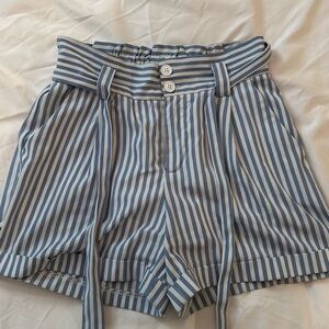 Blue Striped Women's Shorts